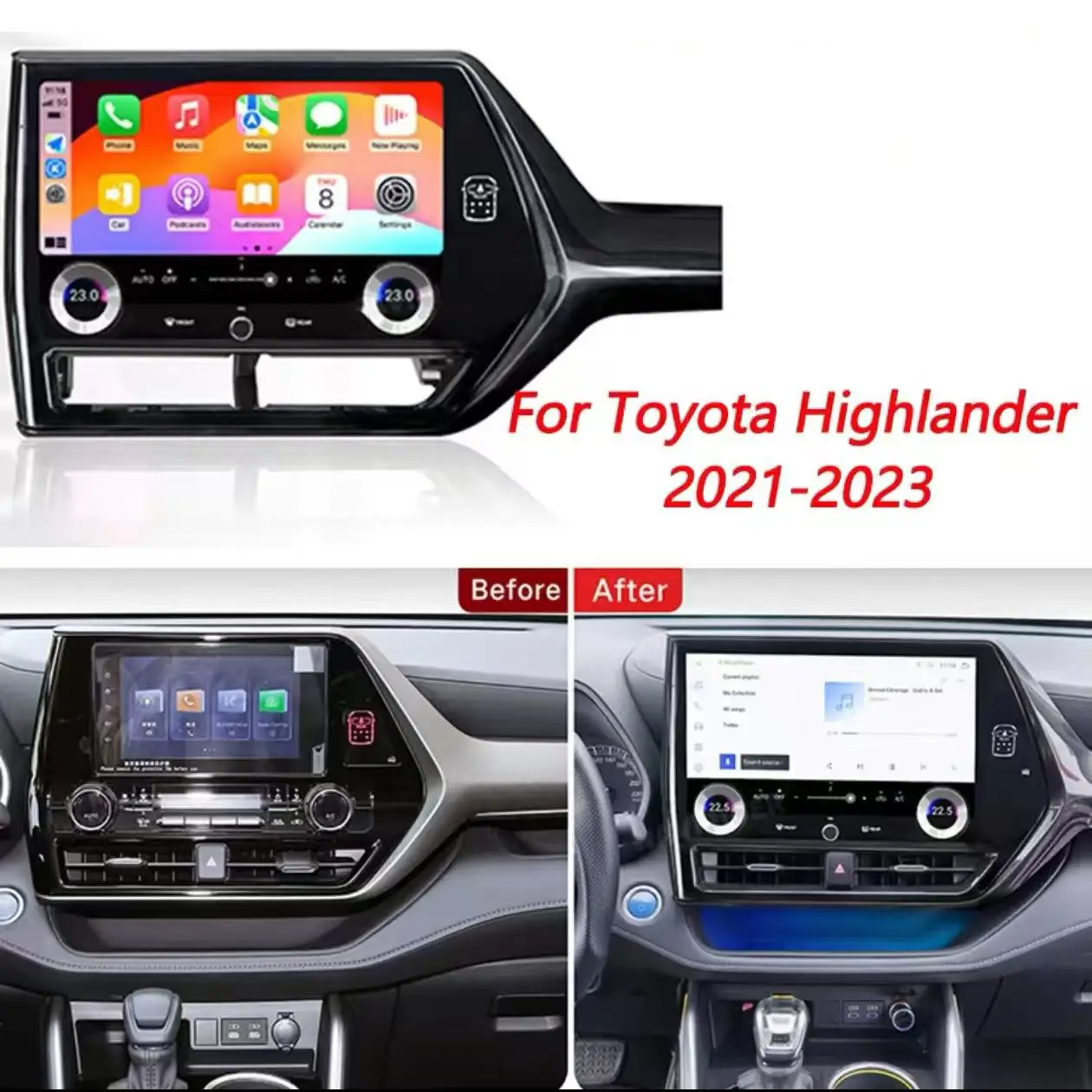 

13.3" Android Car Radio For Toyota Highlander 2021-2023 Stereo Screen Multimedia