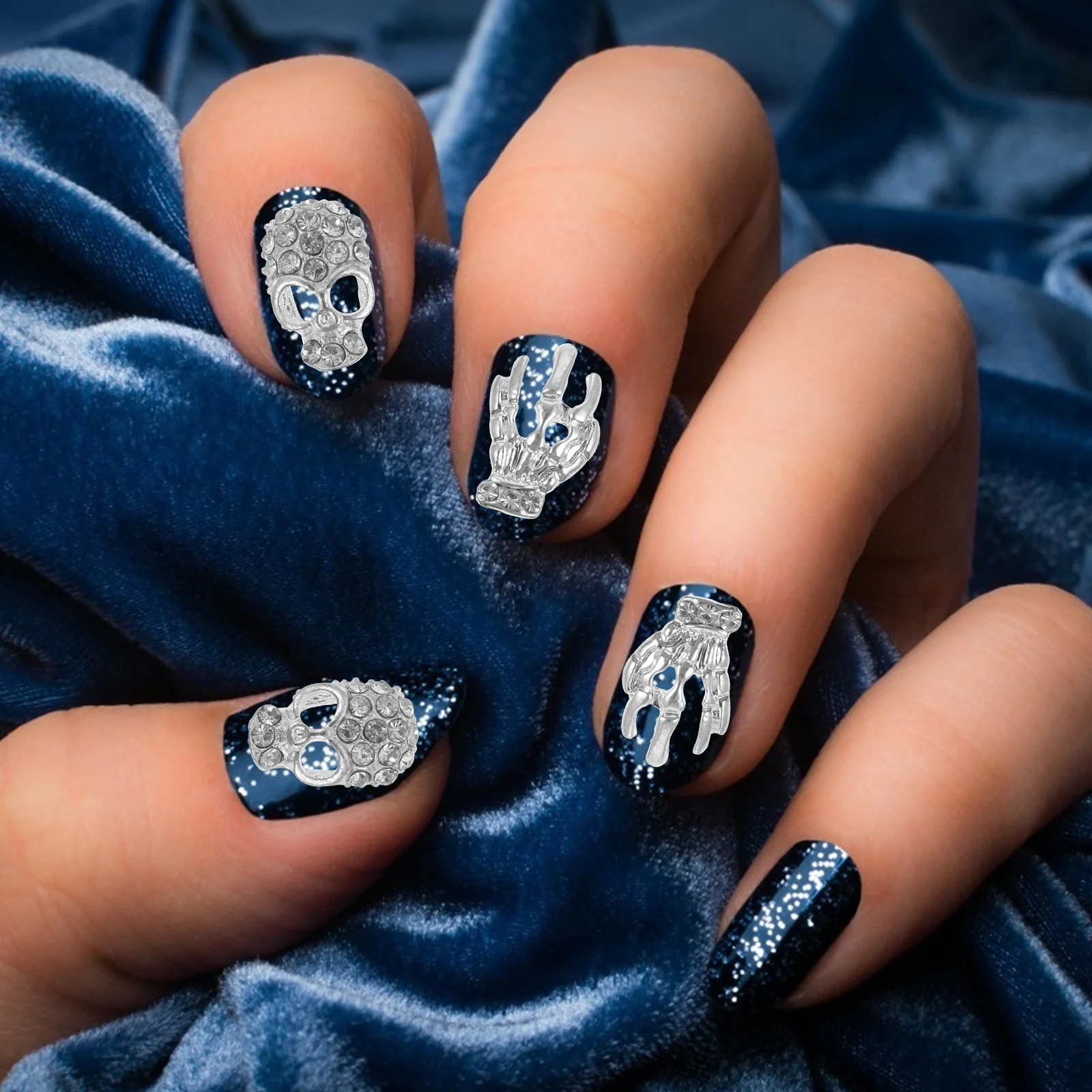 

40pcs Skull Head Nail Art Decor Metal Alloy Micro Inlay Rhinestones For Manicure Diy Stickers Decals Jewelry Charm Accessories