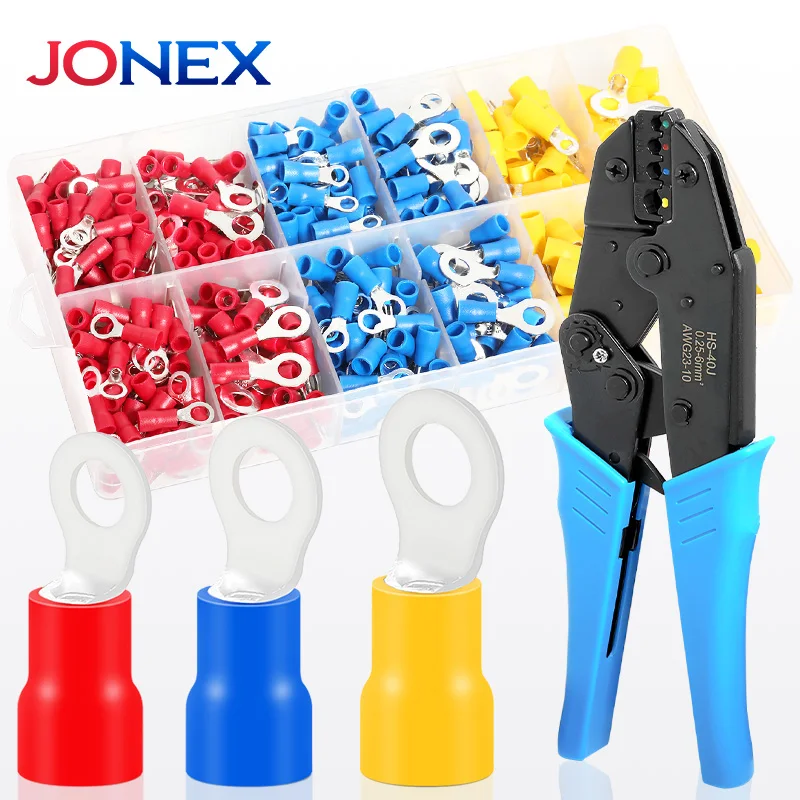 460PCS Ring Crimp Terminals Electrical Wire Connector M4/M5/M6 Round Insulated Ferrule Lugs For Quick Splicing Cables Connection