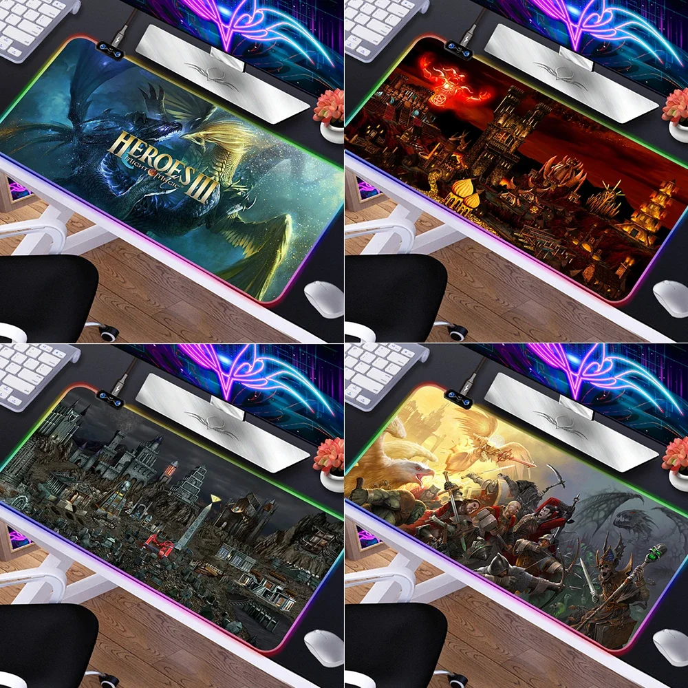 

Heroes of Might and Magic 3 RGB Gamer Computer Accessories Mouse Carpet Gaming Laptop Keyboard Pad Desk Mat Large Mause Pads