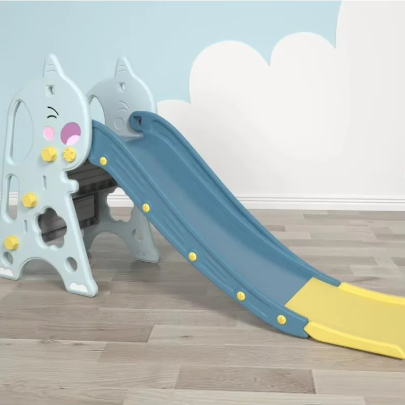 Indoor Mini Plastic Cat Playground Equipment Slide for Kids Basketball Hoop Kindergarten PE Material Home Park Use Playhouse