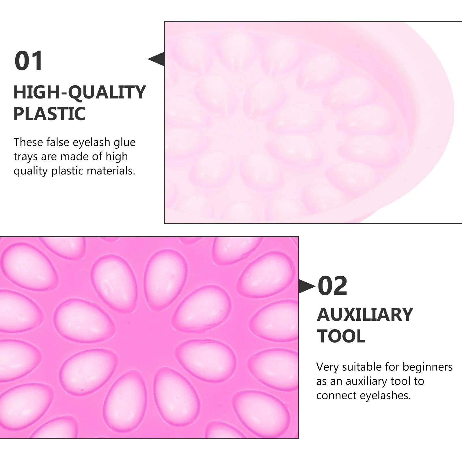 100 個のメイクアップまつげトレイ漏れ防止プラスチックまつげ接着剤ホルダーまつげエクステンション練習初心者に優しいつけまつげ