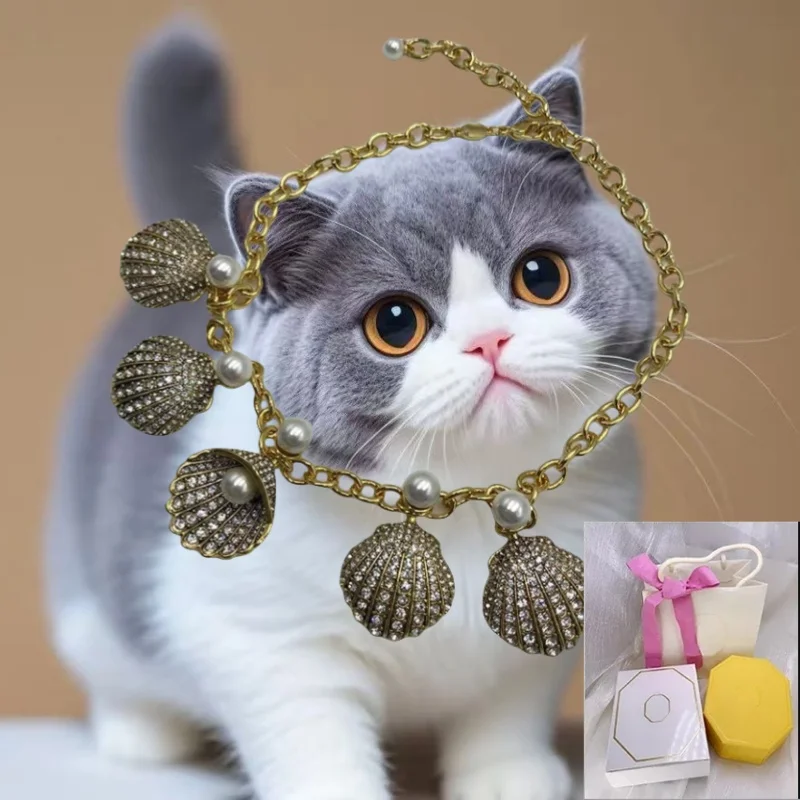 

2025 Cat Jewelry New Countryside Poem Necklace Imitation Crystal Pearl Shell Gold Plated Fashion Multi functional Jewelry Gift
