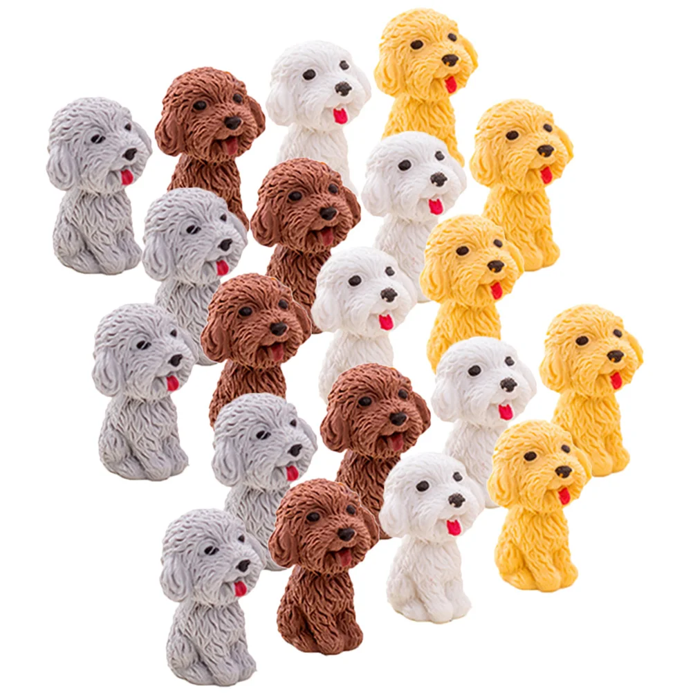 20 Pcs Dog ​​pencil Eraser Stationery Puppy Toy Cartoon Lovely Mini Animal Figurines Rubber Miniature Shaped