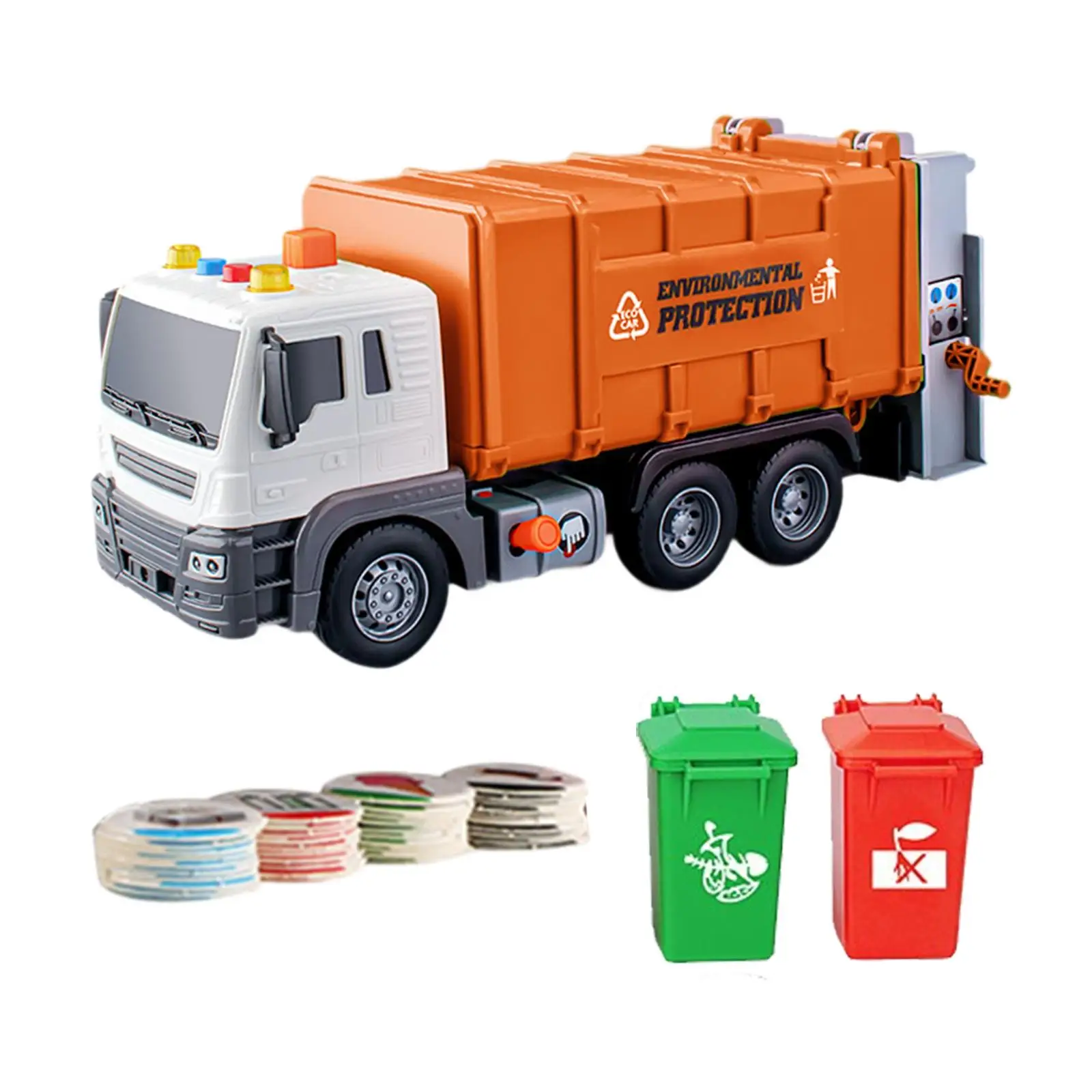 

Большой мусоровоз, игрушка, реалистичный мусорный грузовик, игрушка для детей 4–7 лет, дошкольного возраста, зеленый цвет