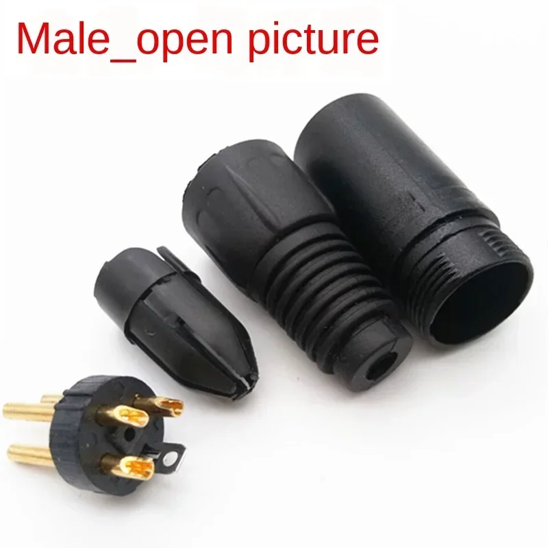 Gold plated gun male female connector microphone plug cannon male female connector card faucet three core Balance Card