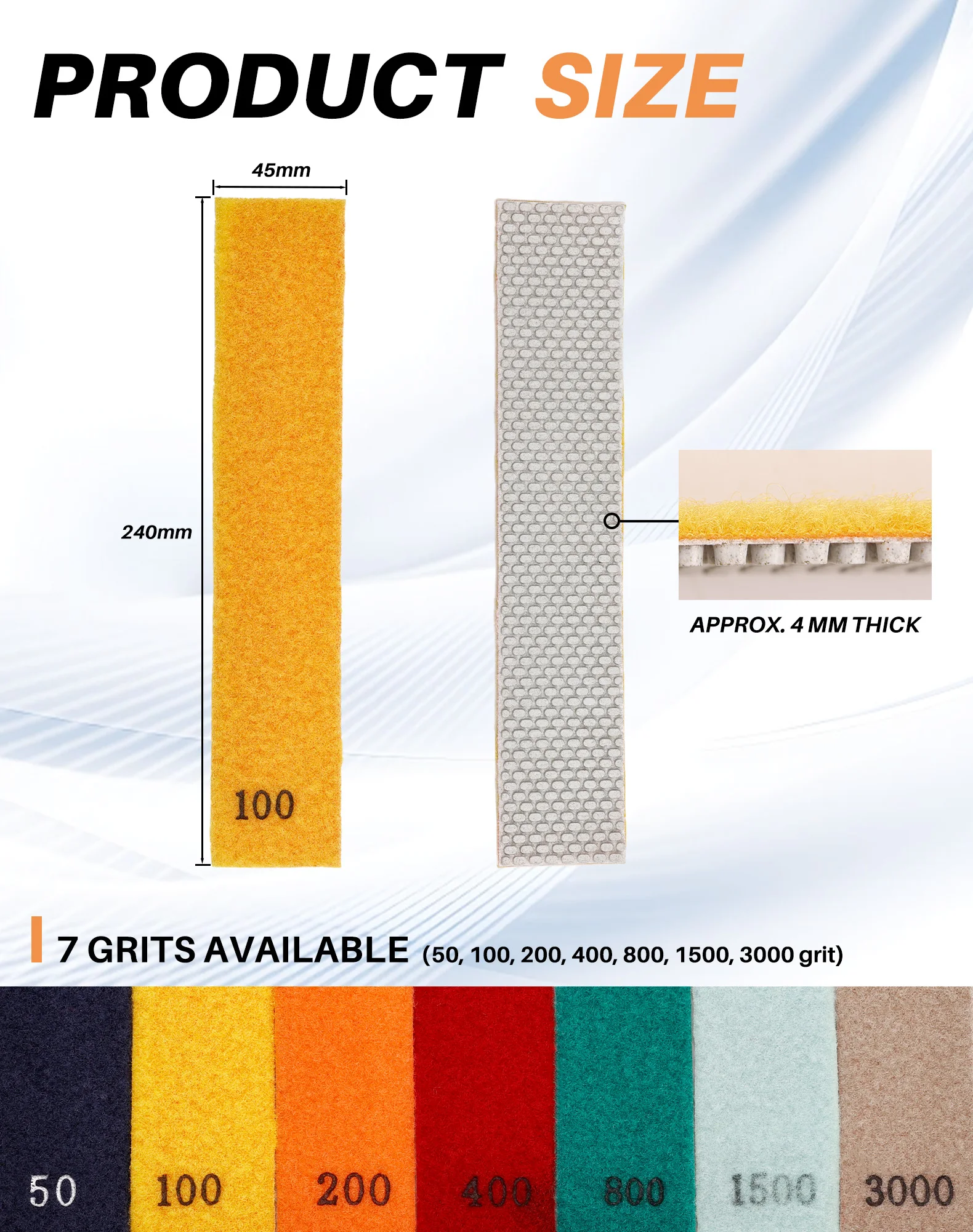 DC-WRDWPS02 2 inch (45mm) polishing belt for diamond drum wheels for polishing granite and marble
