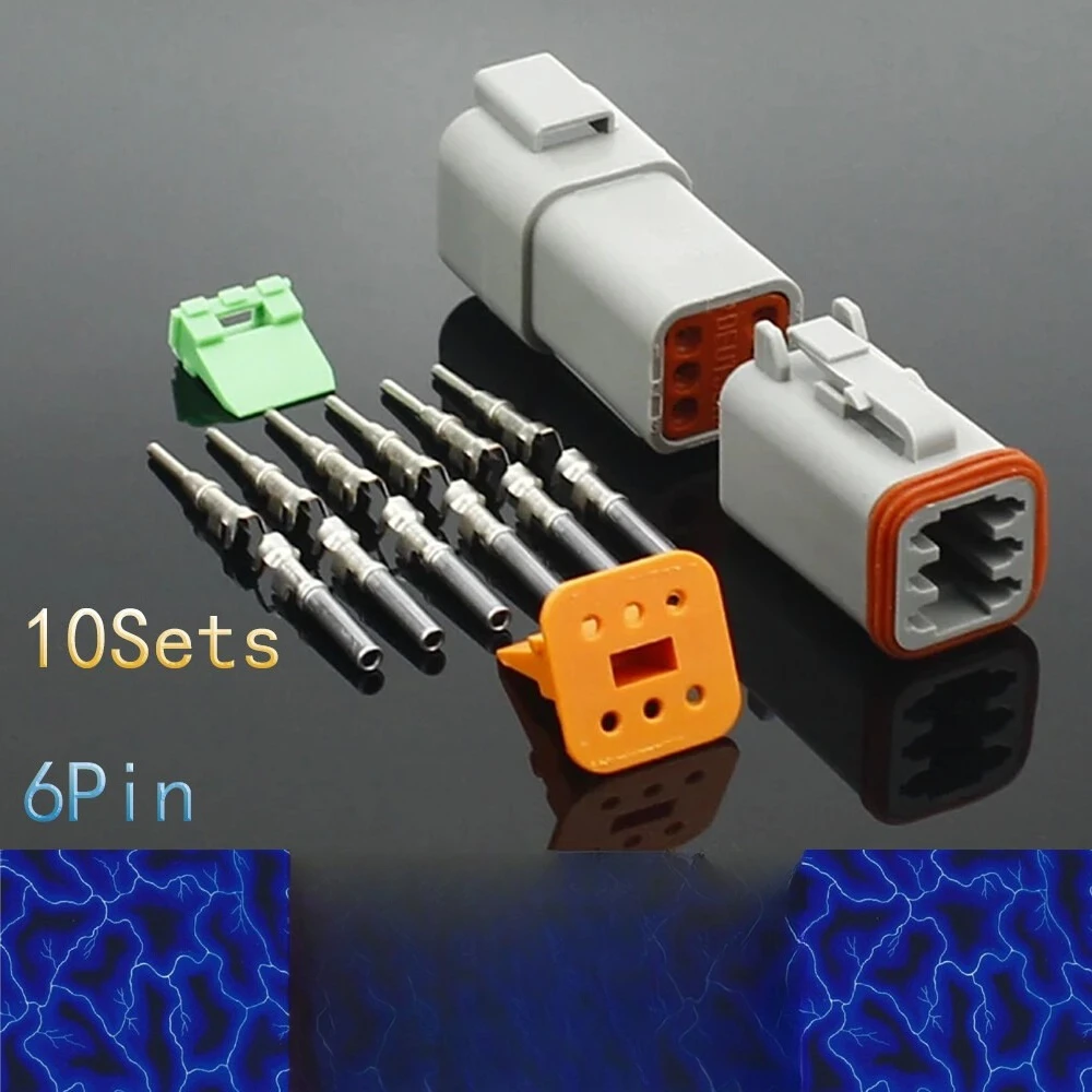 10 Sets 6 Pin Deutch DT Connectors 6 Way Waterproof Male Female Plugs Car Motorcycle Truck Marine Auto Electrical Wire Connector