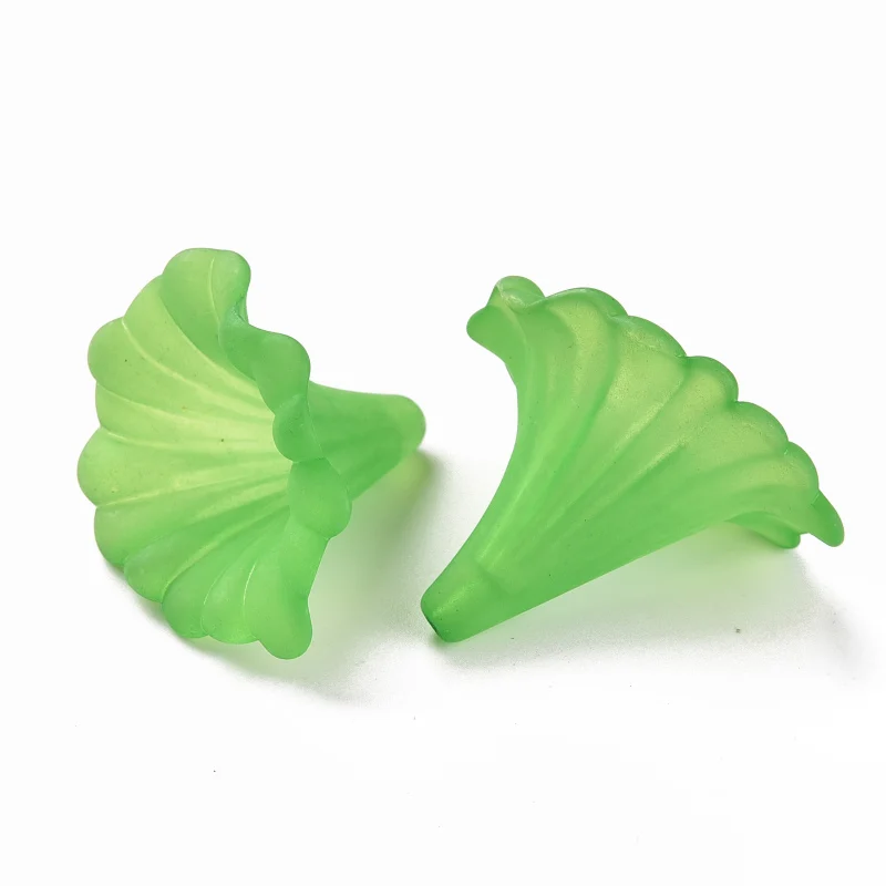 10pc Transparent Acrylic Beads Calla Lily Frosted Dark Sea Green 40.5x33x35mm Hole: 1.8mm