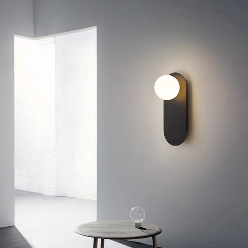 Nordic Minimalist LED Wall Lamp Glass Orange Wall Sconces Bedroom Living Room Corridor Decoration Aesthetic Lighting Fixtures