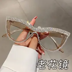 Shatar gafas de lectura de ojo de gato con tachuelas de diamante para mujer, gafas graduadas antiluz azul personalizadas, alta calidad, nuevas