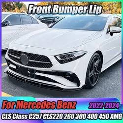 Front Bumper Splitter Lip For Mercedes Benz CLS Class C257 CLS300 CLS350 CLS450 CLS53 AMG 2022-2024 Diffuser Spoiler Guard Trim