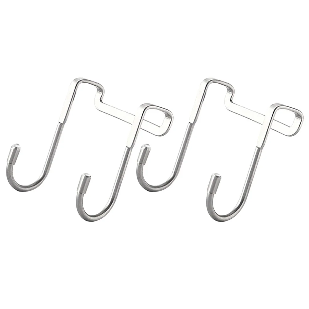 

2 Pcs Hook up Over The Door Towel Rack Hanger Hooks Heavy-duty Cabinet Stainless Steel Clothes Hangers