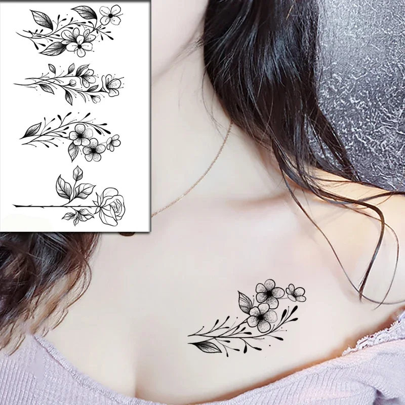 Tattoo Sticker Waterproof Rose Lovely Flower Cute Plant Hand for Men Women Kids Temporary Flash Tatoo Fake Tattoos Body Art