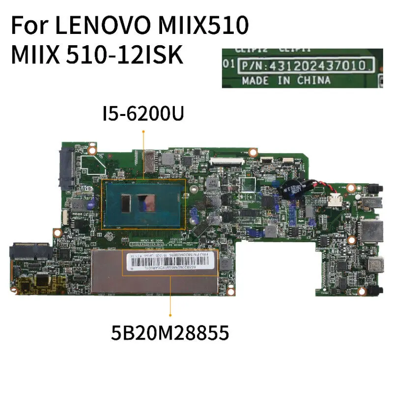 Placa base para LENOVO MIIX510 MIIX 510-12ISK, 5B20M28855, 431202437010 I5-6200U de RAM