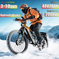 Hydraulic Brake Electric Bicycle City 2000W Dual Motor 48V20AH Battery Mountain Electric Bike 26*3.0 Inch Off-road Tire E-bike