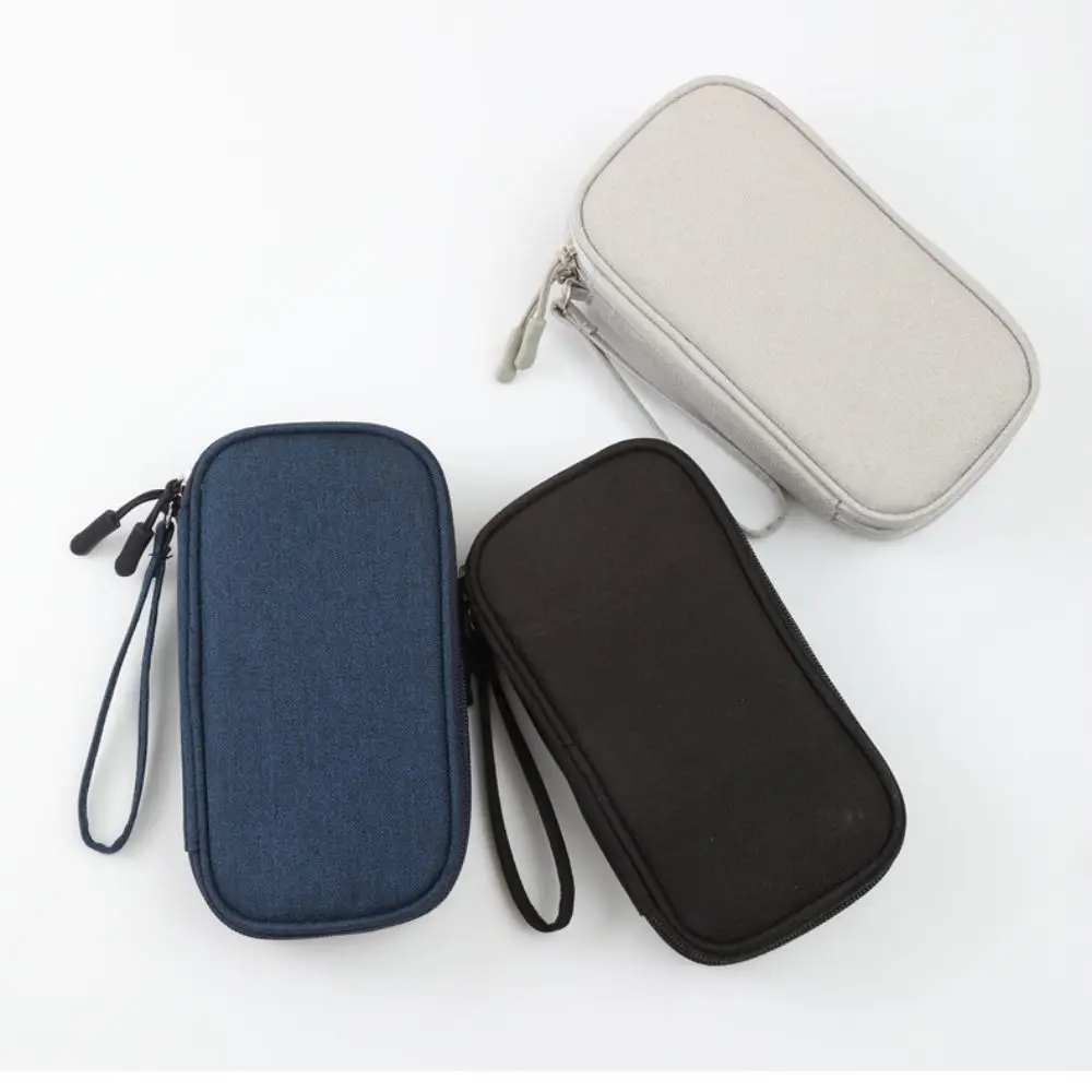 Oxford Travel Cable Bag Waterproof Multi-layer Digital Storage Pouch Electronic Accessory Storage Bag Solid Color