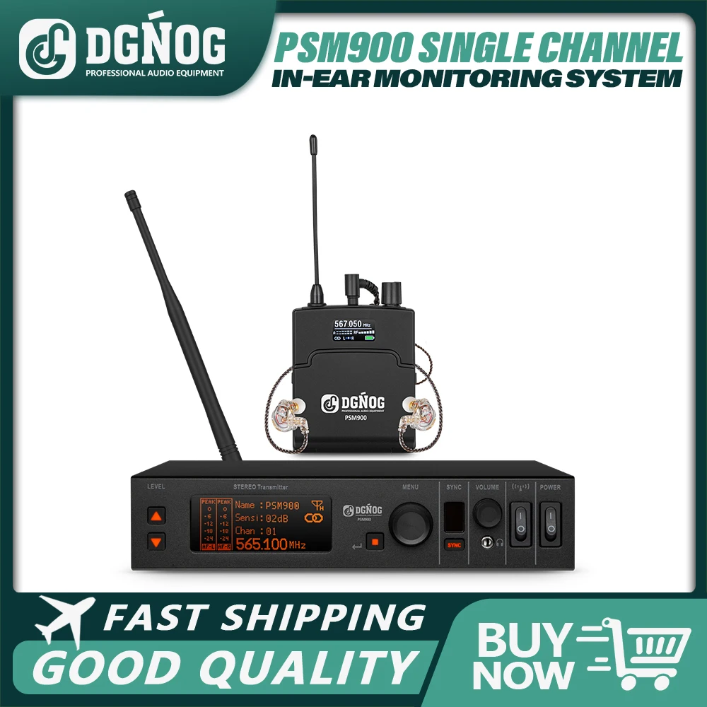 DGNOG PSM900 Stereo Wireless In Ears Monitor System Stage Return Bodypack Receiver IEM System Mono Stereo Switching for DJ Stage