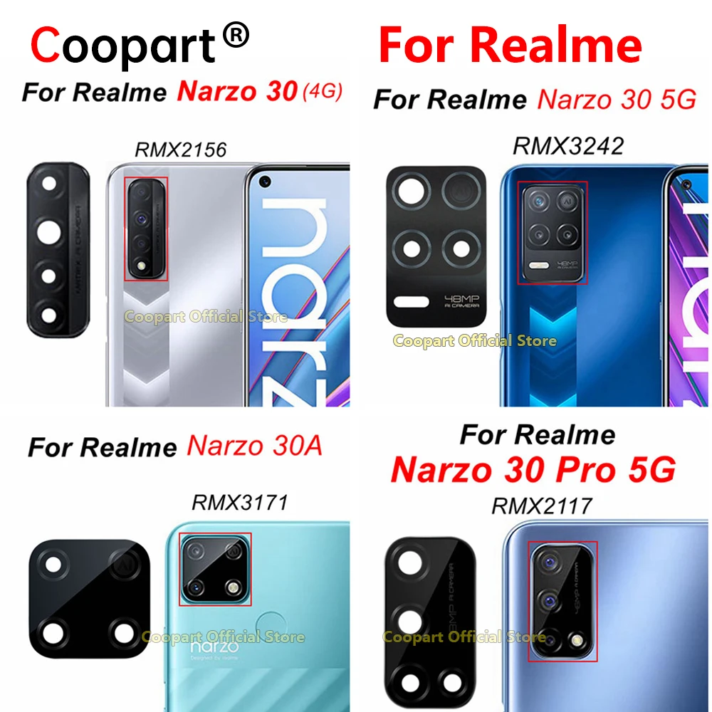 

Новое искусственное стекло для Realme Narzo 30 Задний тыловой объектив камеры 4G Замена + клейкая наклейка RMX2156 RMX3242 RMX3171 RMX2117
