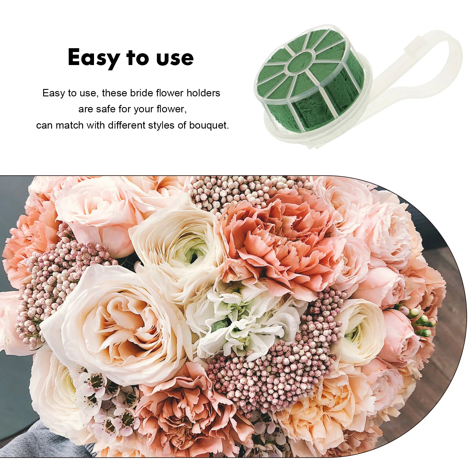 

2pcs Plastic Holder Floral Handle Wedding Flower Support Diy Arrangement Rack For Bridal Handmade Flower Accessories Bridal