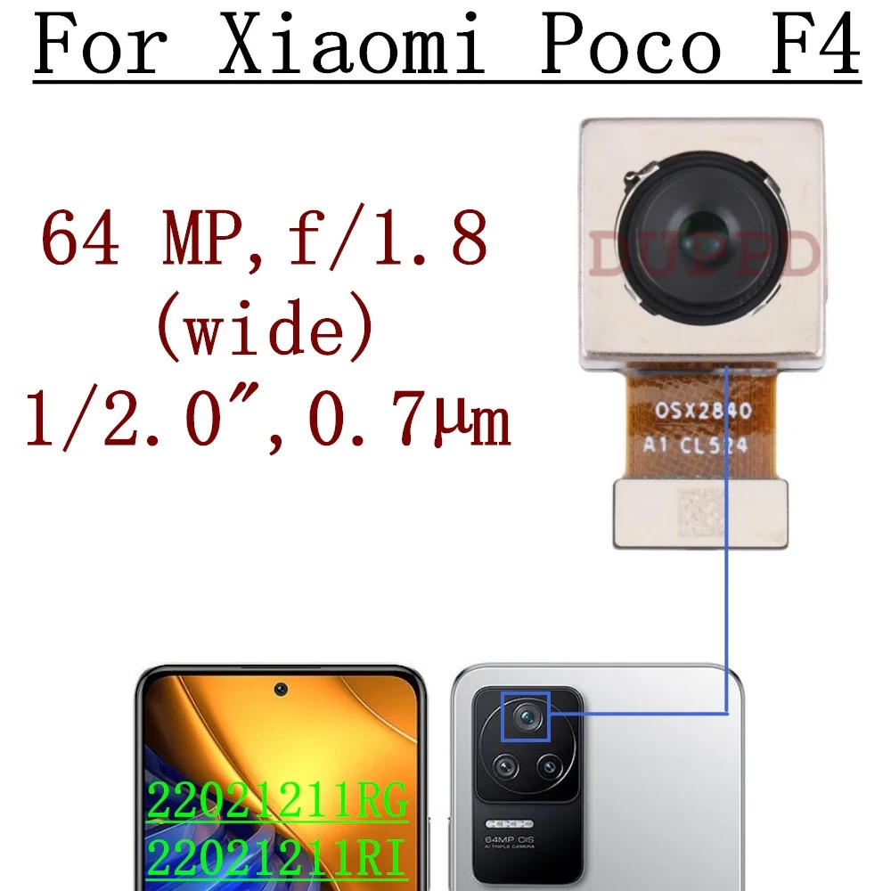 Rear Camera For Xiaomi Poco F2 Pro F3 F4 GT F3GT F4GT F5 Pro Back Facing Main Backside Camera Module Flex Repair Spare Parts