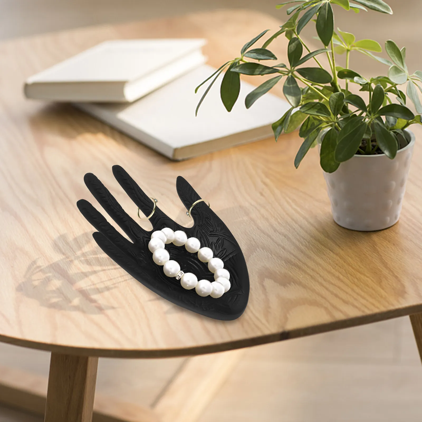 

Подставка для колец в форме ладони, органайзер для украшений из смолы, держатель для браслетов и ожерелий, настольный лоток для хранения украшений, элегантный дизайн в форме ладони