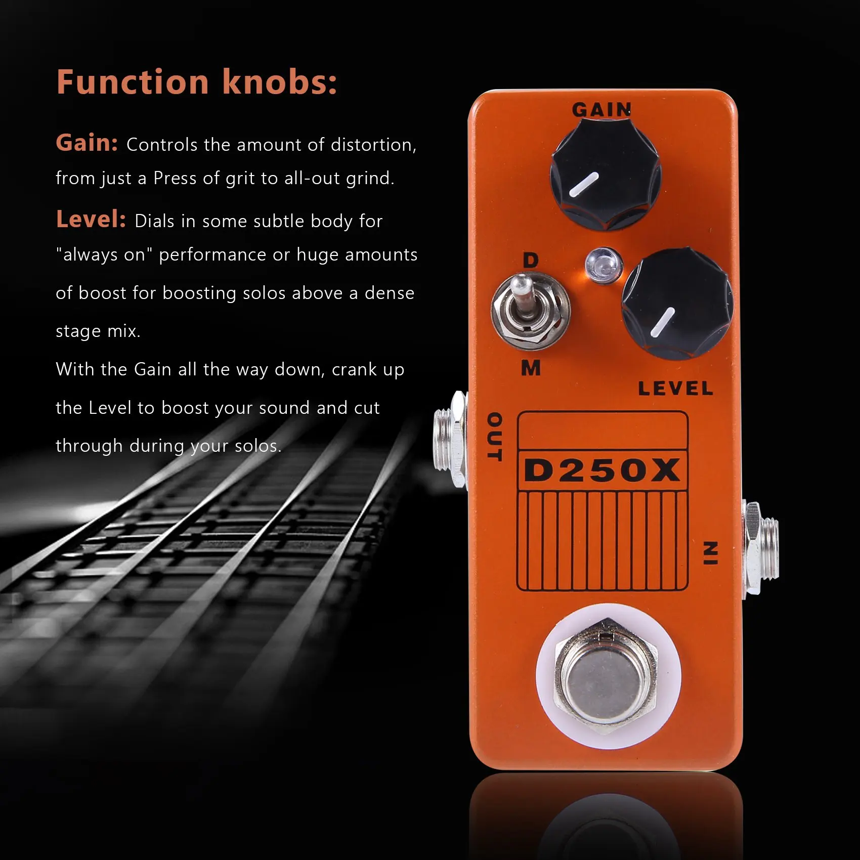 Practical Mosky D250X Mini Overdrive Preamp Guitar Effect Pedal with True Bypass Switch