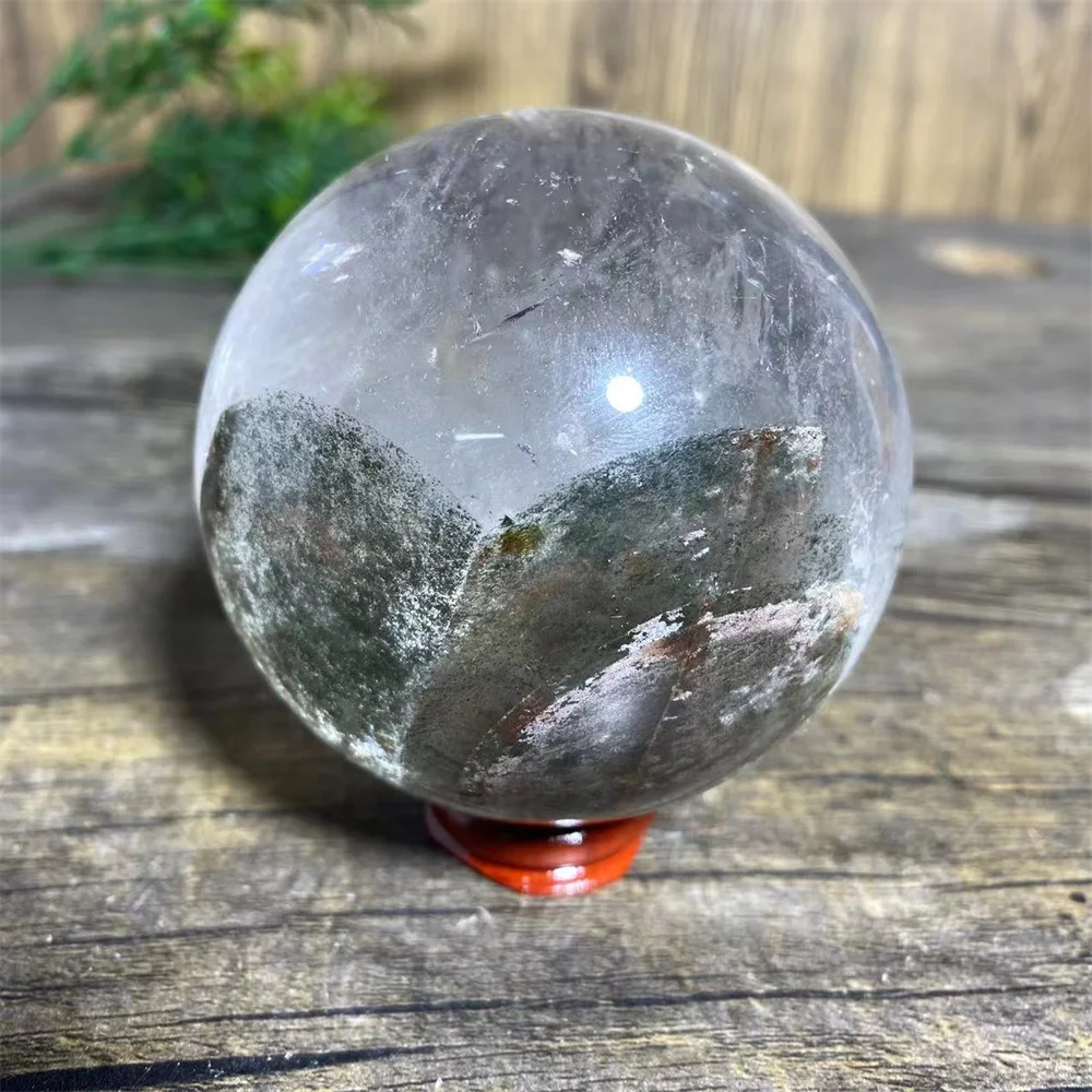 Green Crystal Garden Quartz Natural Stone Sphere Reiki Energy Wichcraft Minerals Handwork Ball House Decoration Home+Stand