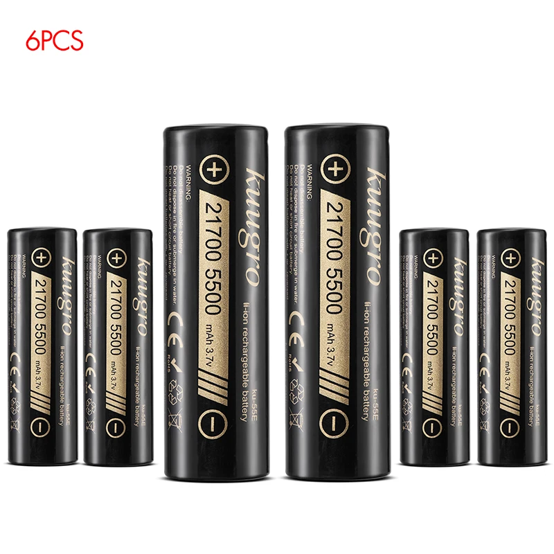Kuugro 21700 5500mAh 3,7V Wiederaufladbare Lithium-Batterie 2C Entladung Hochleistungsbatterien für Hochleistungsgeräte