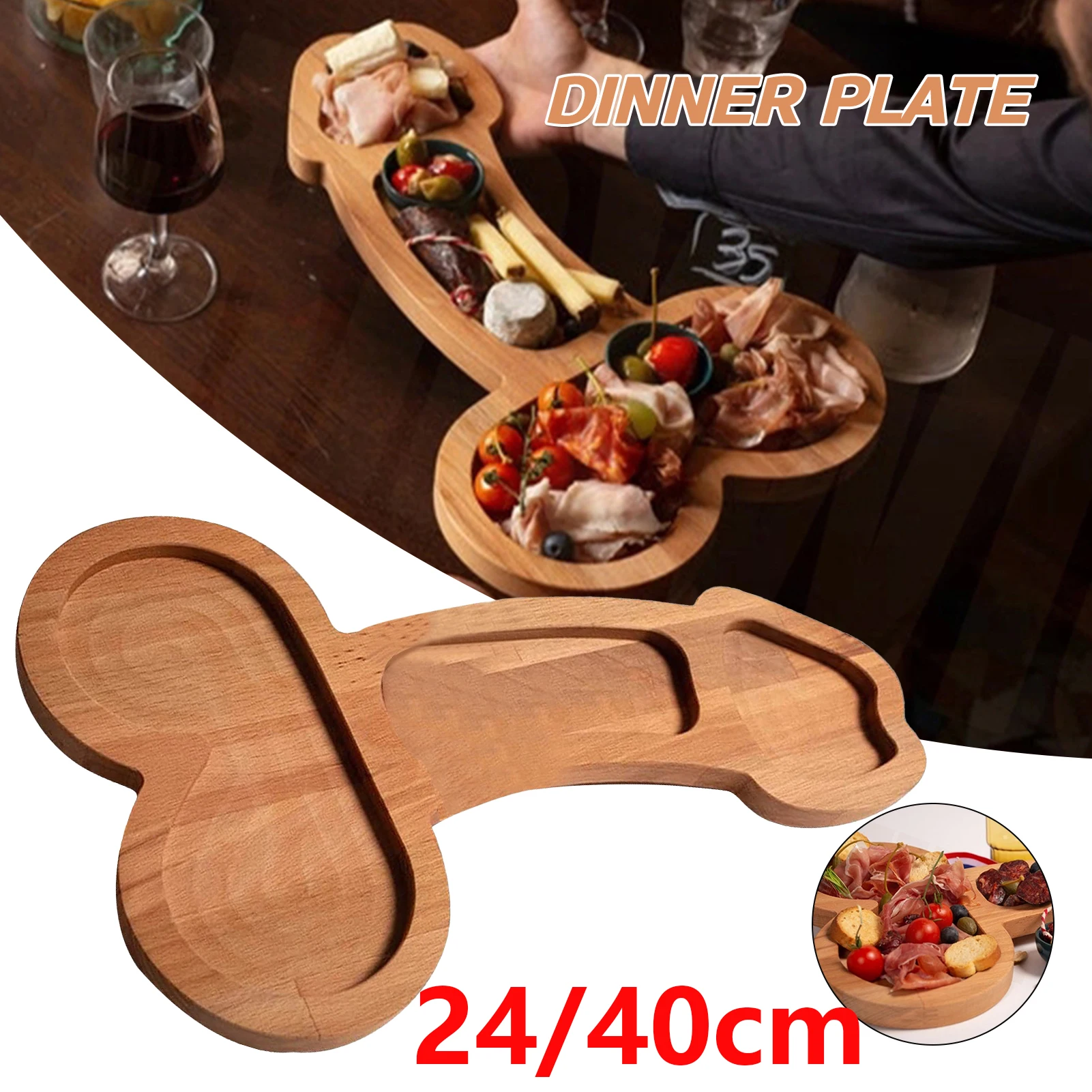 

Funny Penis Shape Aperitif Board Novelty Cheese Board Unique Wood Tray Snack Drinks Serving Tray Charcuterie Party Tray 24/40cm