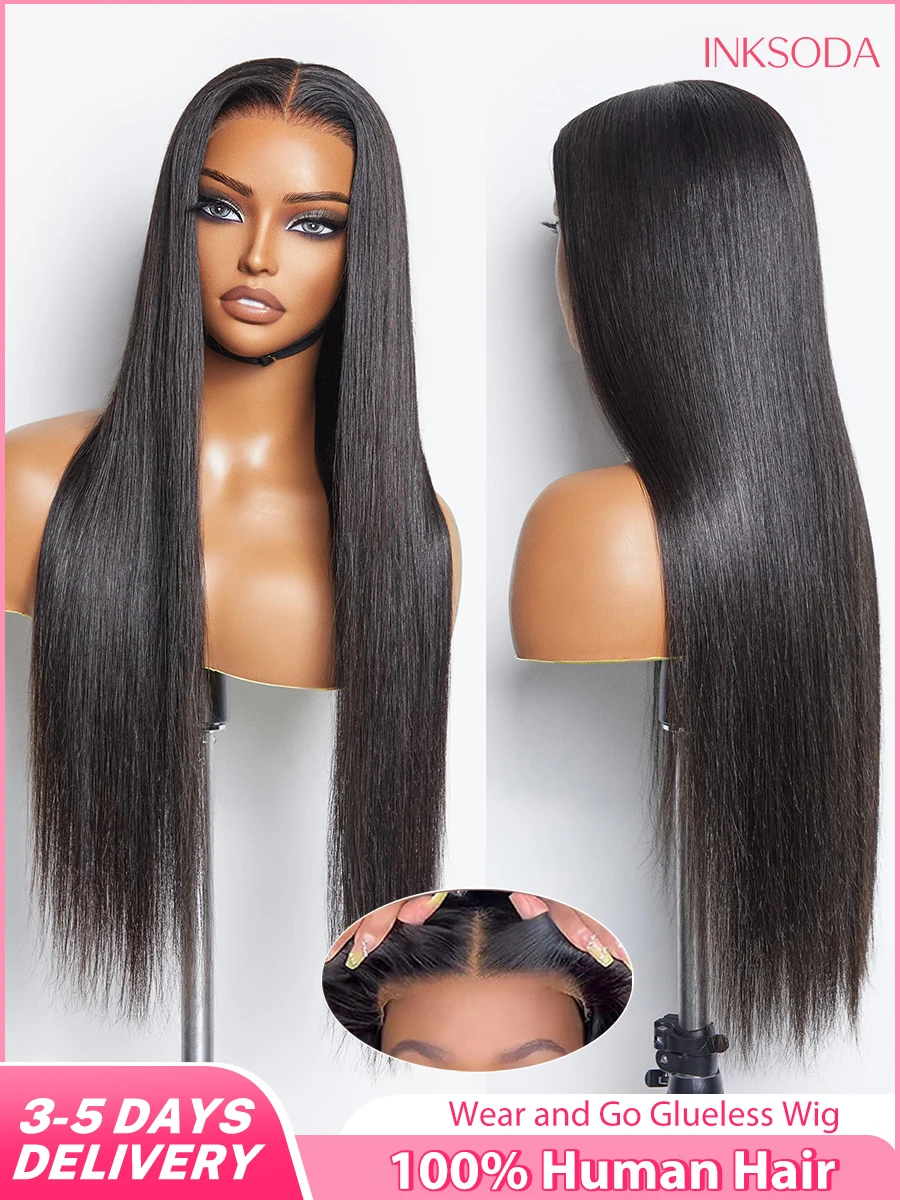 

Bone Straight 30-дюймовые предварительно выщипанные предварительно вырезанные бесклеевые парики из человеческих волос Готовые к ношению парики спереди на шнуровке Черные парики с застежкой