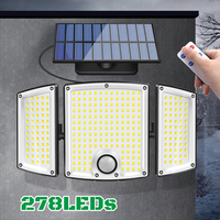 LED Solar Light Outdoor 278 Beads 3-Sided Split Design Auto On/Off IP65 Waterproof 3 Mode Remote Control Solar Wall Garden Light