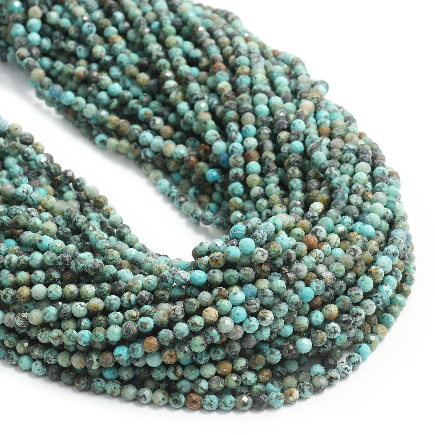 2/3/4mm 15\'\' Faceted Natural African Turquoise Stone Beads Loose Beads For Diy Jewelry Making Tiny Beadwork Bracelet Findings