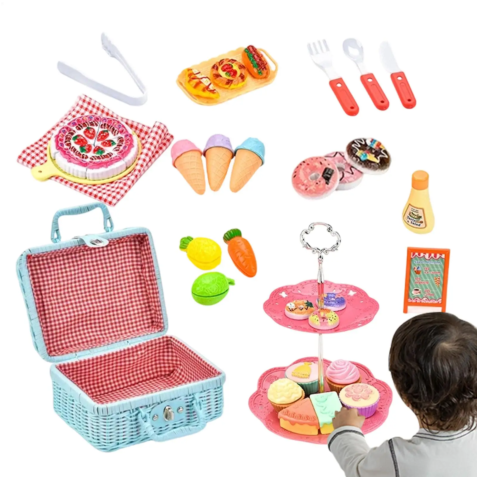 toy-tea-set-with-picnic-basket-43-piece-realistic-pretend-playset-tea-time-play-toys-with-cakes-for-children-3-8-years-old-home