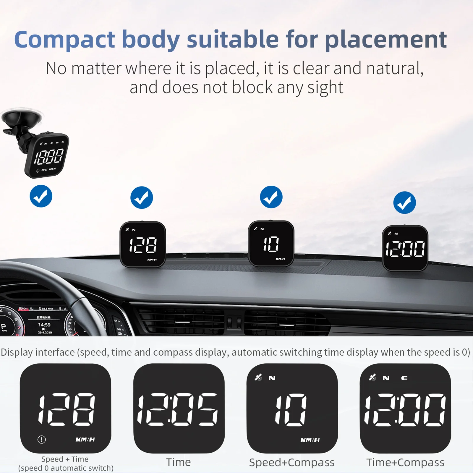 Tachimetro universale per Auto GPS HUD Head Up Display Auto Display allarme di sicurezza Smart Car HUD Gauge contachilometri digitale per tutte le