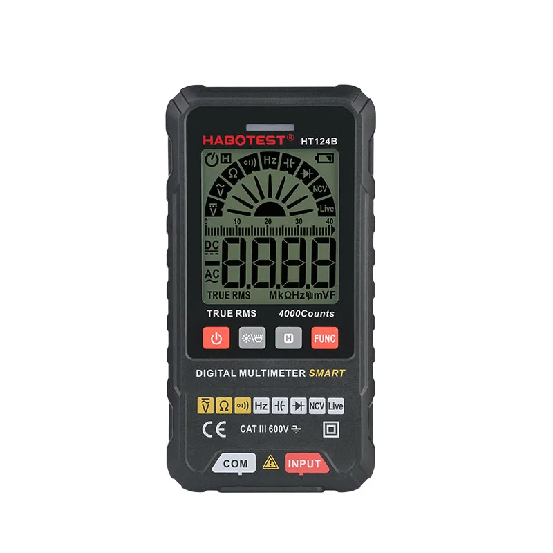 HABOTEST HT124B Low Price AC DC Smart Digital Multimeter Auto Range True RMS NCV 600V AC/DC Mobile Phone Avometer