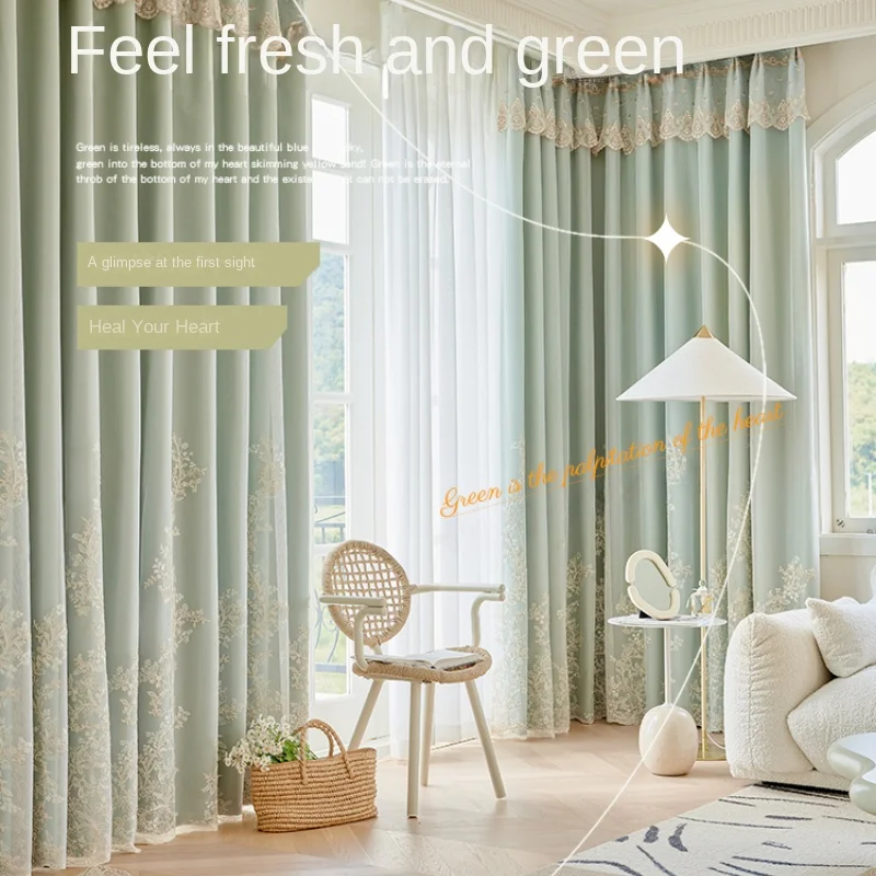 Simple Bedroom Full Blackout Curtains Floor-to-ceiling Window Drapes Living Room Sunscreen Curtains Hotel Thick Soundproof Drape