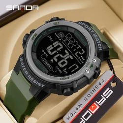 SANDA-reloj Digital multifunción para hombre, cronógrafo con alarma, resistente al agua, 5Bar, para deportes al aire libre, 2140