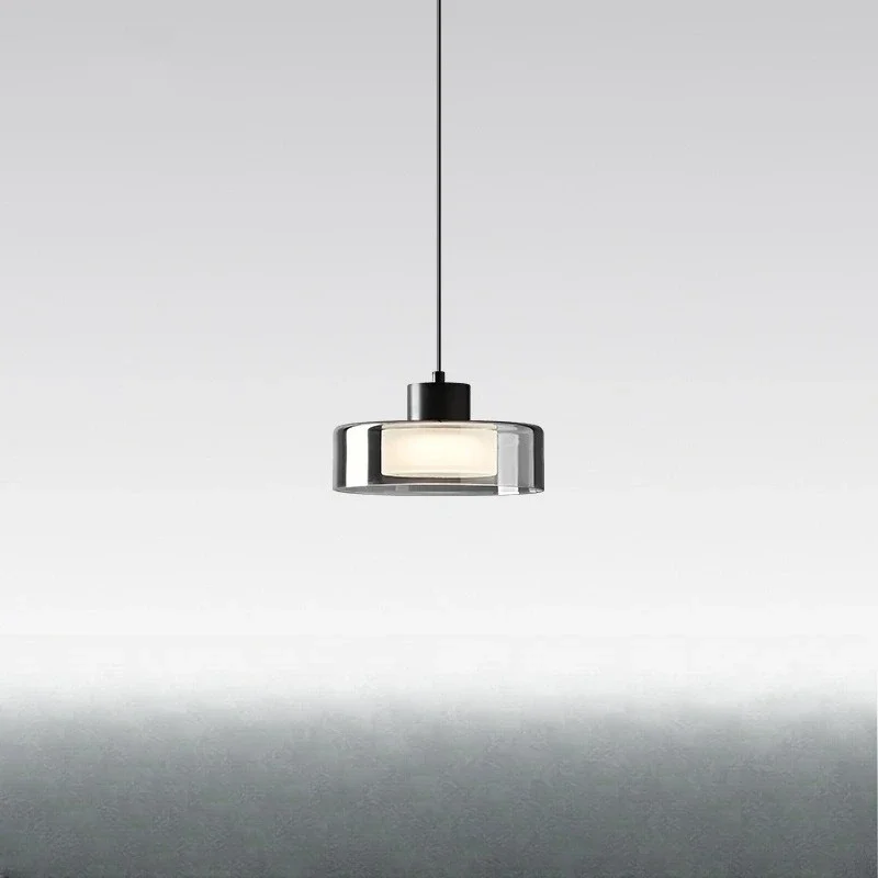 Italian minimalist bedroom bedside small chandelier, modern simplicity and high-end sense, liftable restaurant bar glass