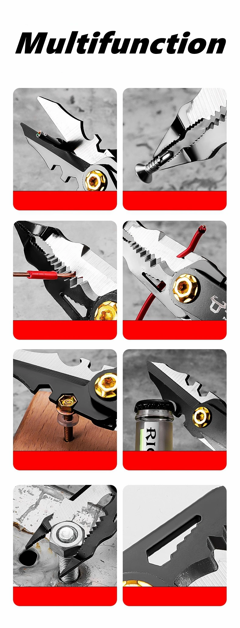 Drahtschneider, Abisolier-Crimper-Werkzeug, wendbar, robuste Werkzeuge, Crimper für Twister, Handwerkzeuge, Holzarbeiten, Gartenarbeit, Spaltung – Detail 3