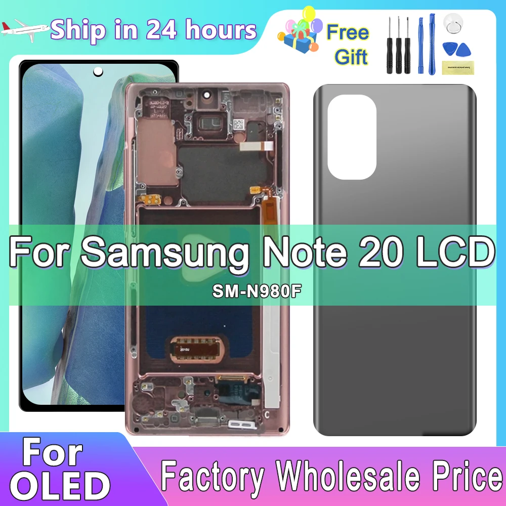 OLED Screen for Samsung Note 20 Display Assembly, for Samsung Note20 N980F N981B Lcd Display with Frame Touch Screen Digitizer