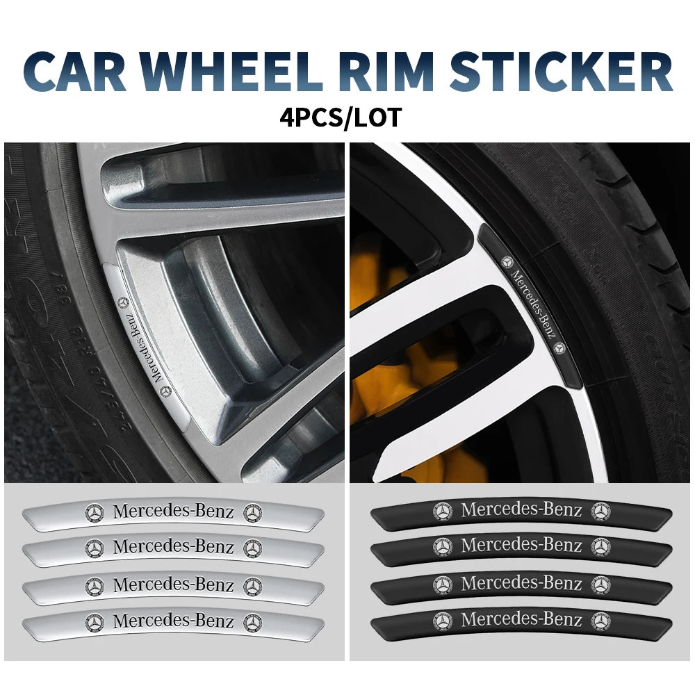 4PCS Aluminum Car Wheel Hub Badge Tire Rim Sticker Decor Accessorie For Mercedes Benz  AMG E C G M R S Class W204 W212 W177 W205