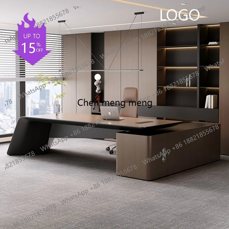 

K178 Boss desk light luxury high sense office general manager big desk new president desk and chair combination
