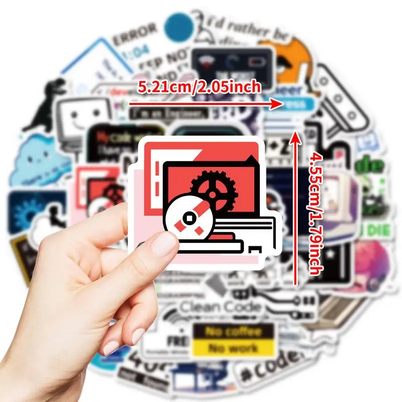 ข้อมูลสติกเกอร์กันน้ํา 50X แล็ปท็อปสติกเกอร์ตกแต่ง Graffiti Decal น่ารักแฟชั่น PC Decals สําหรับนักเรียนและโปรแกรมเมอร์