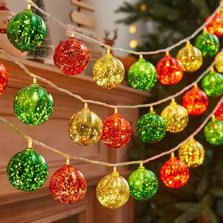 Guirlande lumineuse LED pour boules de Noël, lumières féériques à ampoules blanches chaudes, décorations lumineuses d'intérieur à piles pour fête de Noël