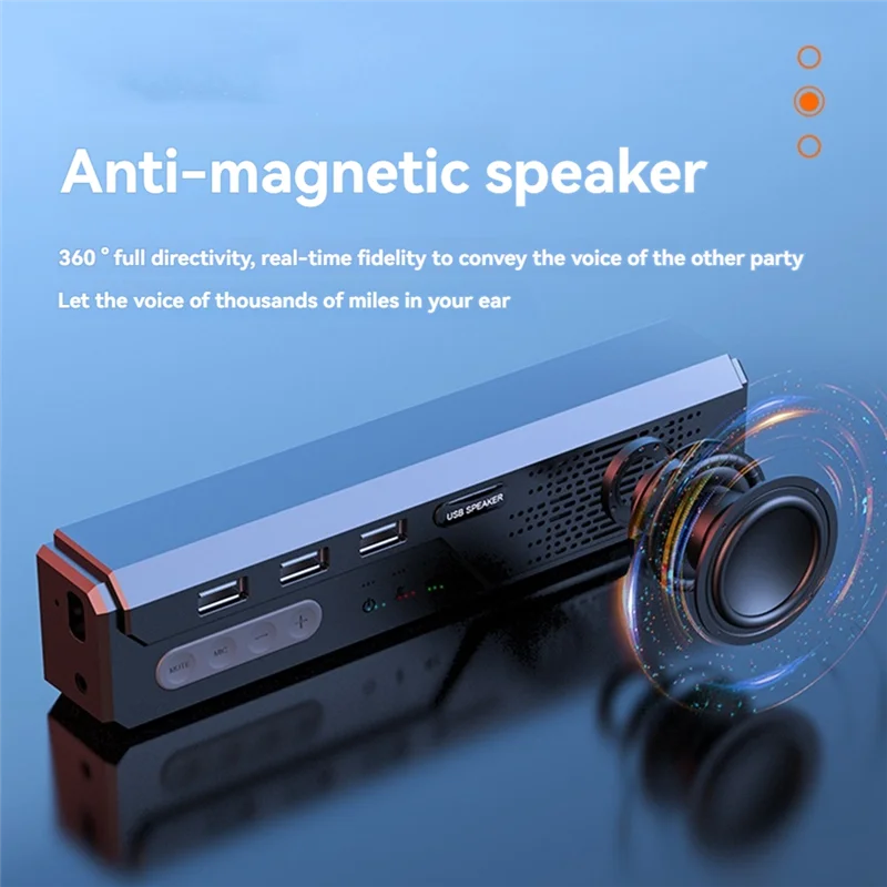 HUB USB para PC con Altavoz Bluetooth, altavoz de escritorio multifuncional con micrófono y función de ajuste de volumen