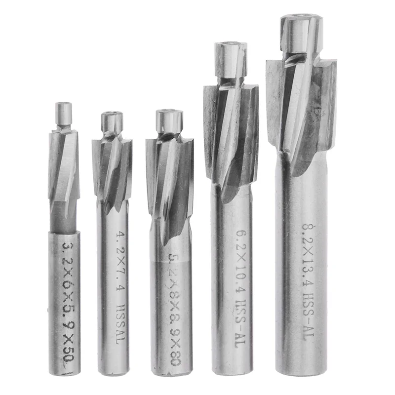 

【Rushed】20Pcs HSS Counterbore End Mill M3-M8 Pilot Slotting Tool Milling Cutter Countersink End Mills