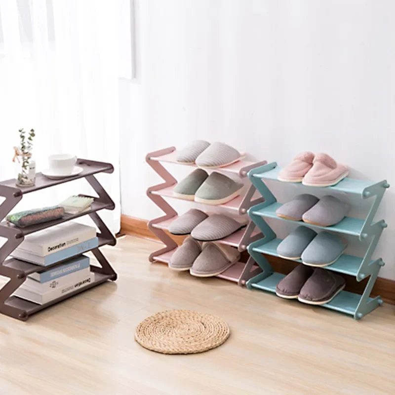 Multi-Layer Z-Shaped Shoes Rack Entrance Hall Stainless Steel Storage Shelf For Shoes Book Home Shoe Storage Rack Save Space