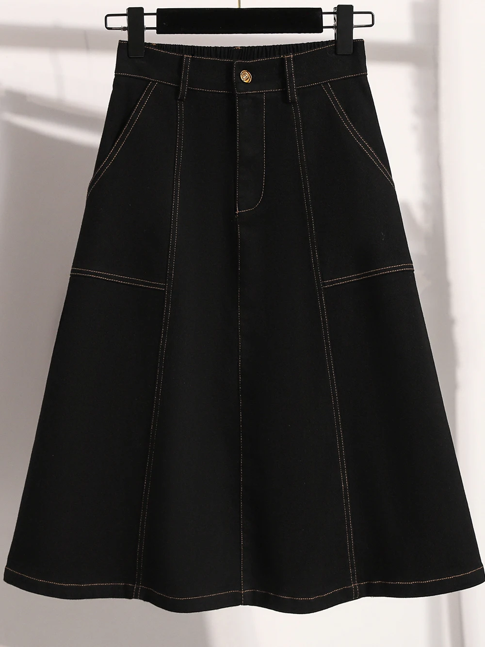 Loose High Waist Denim  Skirt for Women Summer Autumn plus Size A-Line Umbrella Skirt Comfortable Casual High Waist Skirt