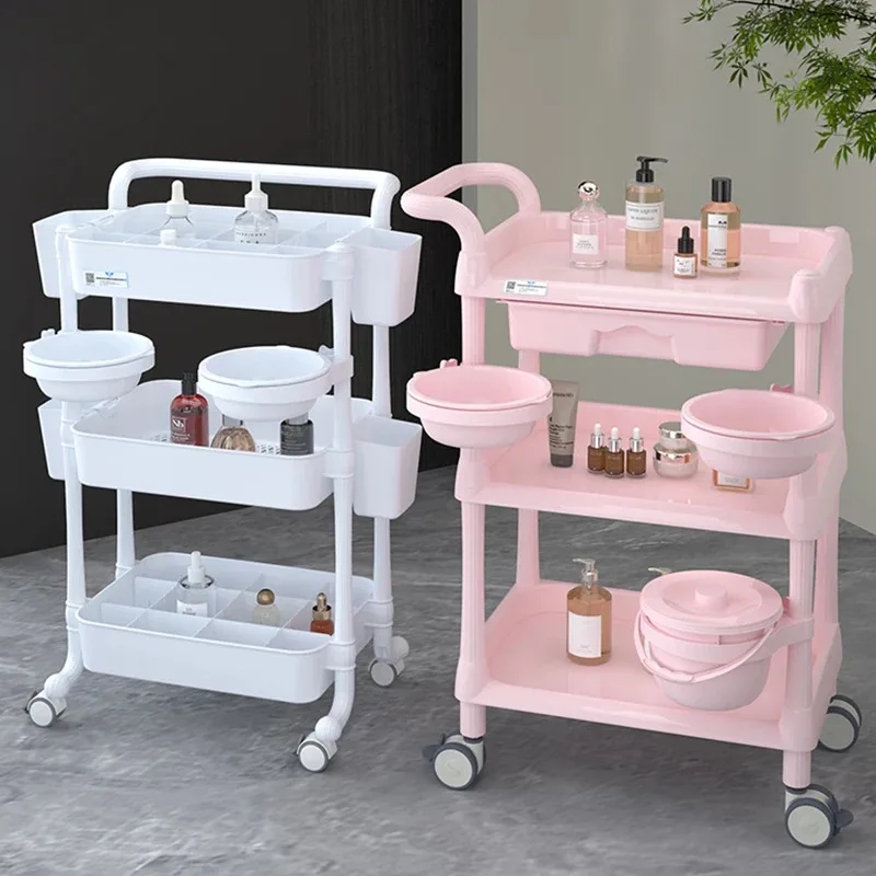 Storage Aesthetic Hairdressing Pink Professional Beauty Salon Trolley Utility Carrello Attrezzi Spa Furniture MQ50TC